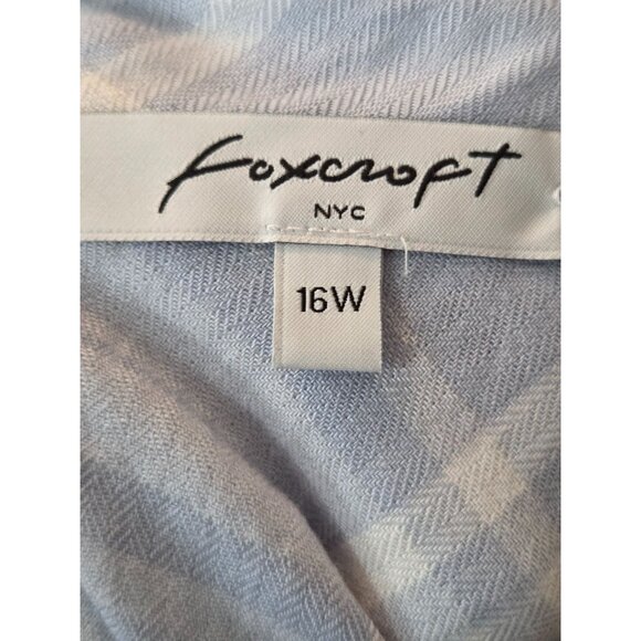Foxcroft Women's Button Front Shirt Collard Long Sleeve Blue Plaid Size 16 - Picture 6 of 6